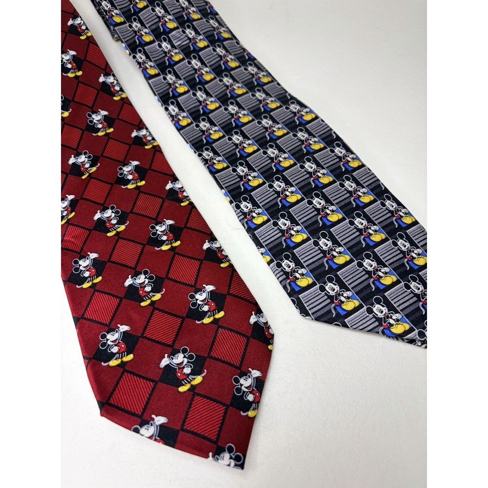 Vintage Mickey Mouse Neckties Black & Red Handmade Silk Mickey‎ Unlimited 59"